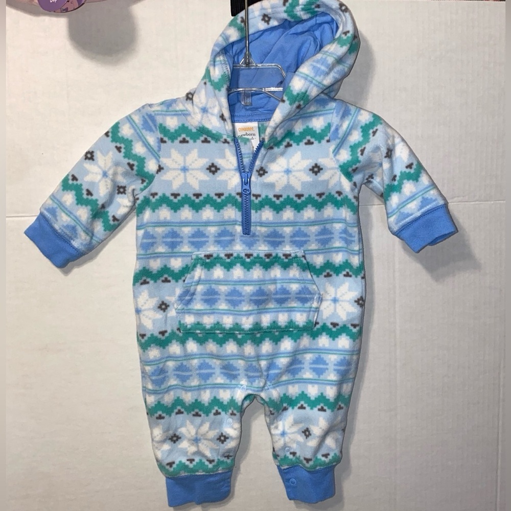 GYMBOREE NEWBORN SOFT FLEECE HOODED ONE PIECE FOOTLESS SLEEPWEAR